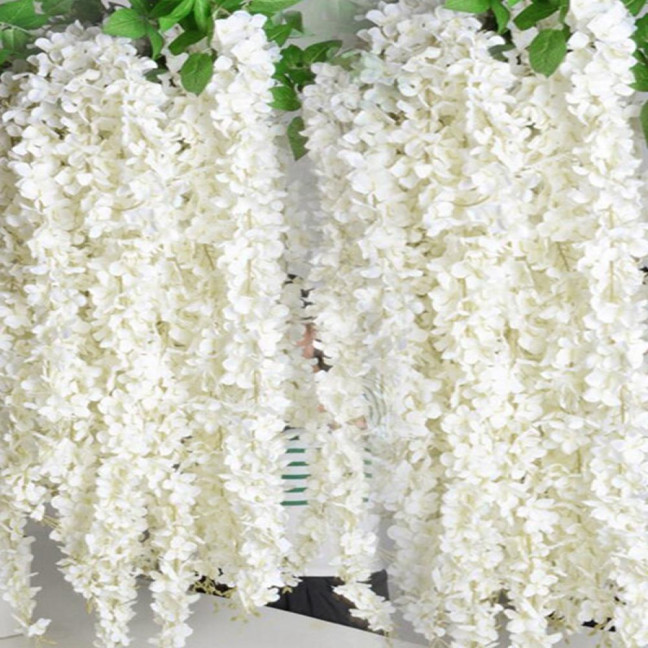 20/40Pcs 30CM Artificial Wisteria Flower Garland UV Resistant Home Wedding Party Fake Flower Garland Indoor Outdoor Hanging White Faux Bloom Decoration 20/40Pcs 30CM Artificial Wisteria Flower Garland UV Resistant Home Wedding Party Fake Flower Garland Indoor Outdoor Hanging White Faux Bloom Decoration