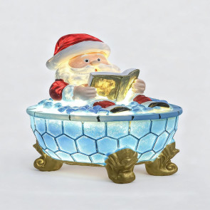 Christmas Santa Bubble Bath Lamp Cute Santa Reading A Book Bathtub Lamp USB Night Light for Bathroom Home Office Desk Decor