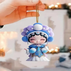 Chinese Opera Figurine Ornament Traditional Chinese Opera Girls Doll Hanging Decor 2D Acrylic Christmas Tree Ornament for Xmas Home Tree Decor