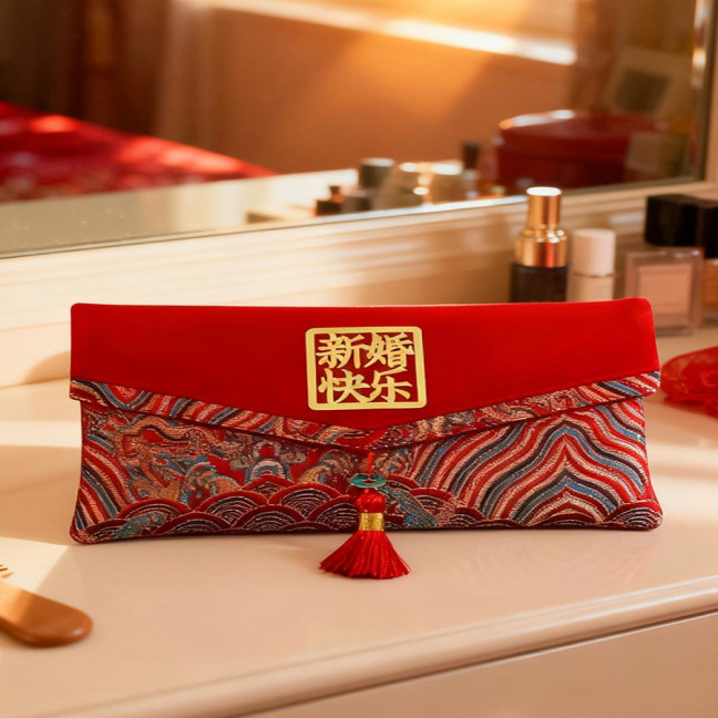 Large Capacity Wedding Red Envelope Blessing Embroidery Tassel Design Red Money Packet Chinese Style Red Money Packet for Weddings