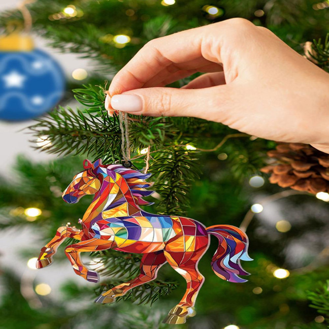 Christmas Horse Ornaments 2D Acrylic Colorful Horse Ornament for Christmas Tree Equestrian Gifts for Women Horse Lovers Christmas Horse Ornaments 2D Acrylic Colorful Horse Ornament for Christmas Tree Equestrian Gifts for Women Horse Lovers