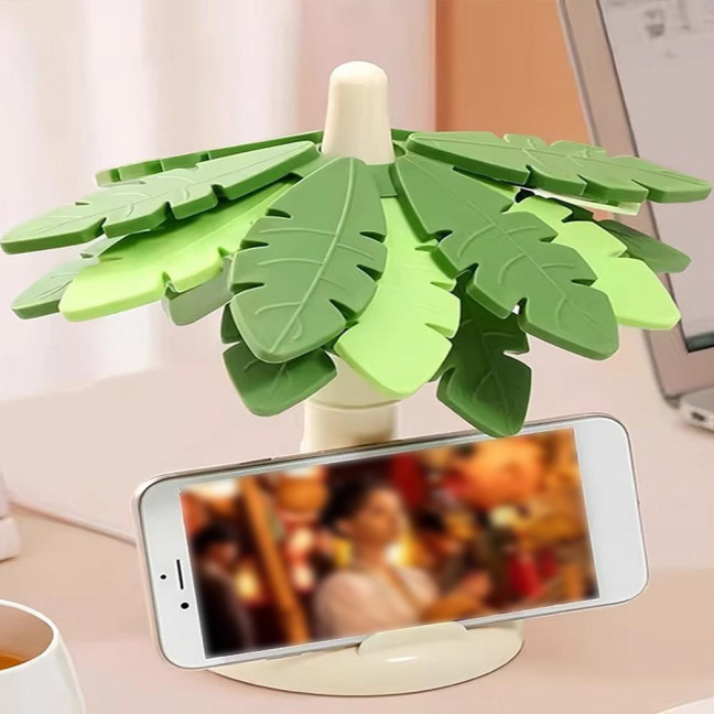 Tree Leaf Shape Placemat with Stand Waterproof Heat-Resistant Coasters Non-Slip Kitchen Mats Festive Table Art Decor