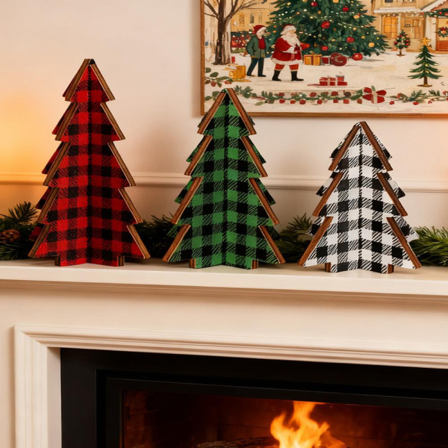 3 Pcs Wooden Christmas Tree Decor Rustic Buffalo Plaid/Dot Christmas Tree Farmhouse Table Centerpiece for Tiered Tray Tabletop Home Decor 3 Pcs Wooden Christmas Tree Decor Rustic Buffalo Plaid/Dot Christmas Tree Farmhouse Table Centerpiece for Tiered Tray Tabletop Home Decor