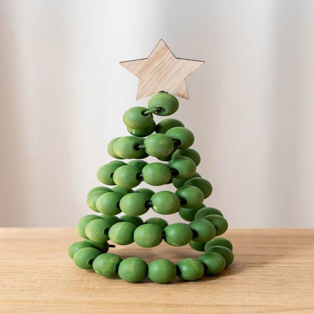 Christmas Tree Desktop Ornament Nordic Style Artificial Swivel Beads Top Star Small Artificial Tree Festive Holiday Decoration