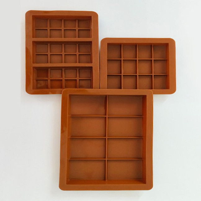 Silicone Chocolate Mold 8/12/24-Cavity Square Baking Molds for Waffles Easy Release Clean Kitchen Essential
