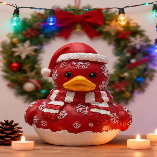 Christmas Ornament Duck Snowman Shape Resin Figure Christmas Tree Duck Figurine Festive Table Decoration