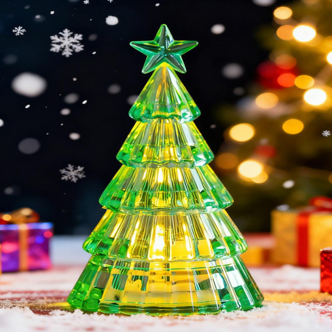 Christmas Tree Night Light Decoration Mini Xmas Tree Decorative Lamp Battery Powered 3D Tree LED Table Light Home Office Holiday Party Ornament 