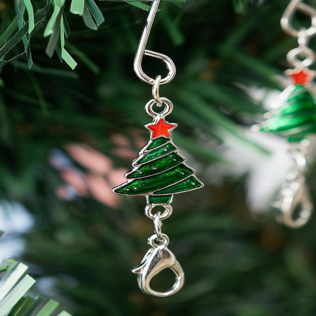 12Pcs Christmas Tree Hooks Alloy Metal S-Hooks for Ornaments And Stockings Decorative Hangers with Spring Clip 