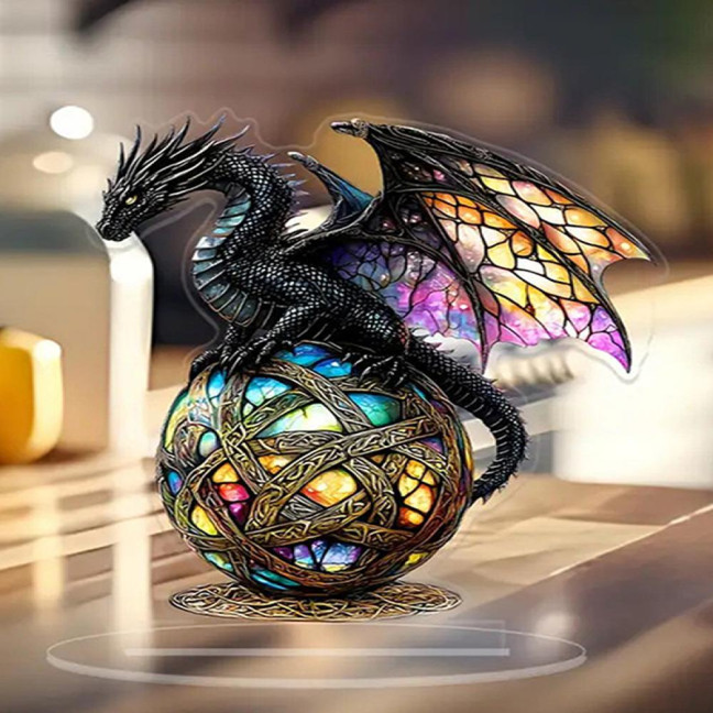 Dragon Statue Vibrant Color Resin Dragon Sculpture Mythical Creature Ornament Gothic Style Fantasy Decor 