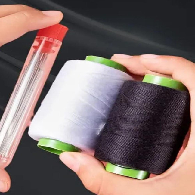 Big Eye Steel Needles Set Hand Sewing Kit Needles with Protective Case Threads Thimbles Threaders Quilting Tool Kit for Sewing Cross Stitch DIY Projects