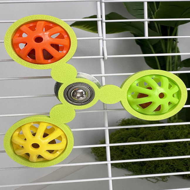 Birds Spinner Rattle Toy Interactive Spinner Parrot Toy Wheel Chewing Exercise Cockatiel Birdcage Enrichment Toy for Conures Budgies 