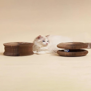 Cats Accordion Scratch Toy Foldable Interactive Cat Scratch Board with Bell Ball Portable Changeable Cat Scratcher for Indoor Cat Exercise Anxiety Relief 