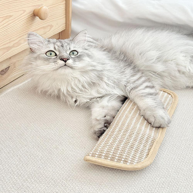 Cat Scratch Mat Cat Toy Sisal Scratcher Pillow Stuffed with Catnip Safe Nail File for Indoor Cats Kitten Training Entertainment Health