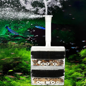 Aquarium Corner Filter Fish Tank Air Driven Sponge Filter Bio Filtration Corner Filter with Multi Kinds of Filter Media for Fry Shrimp Nano Fish Tank 
