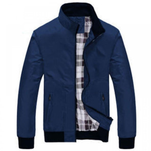 Men Coat Solid Color Stand Collar Pockets Elastic Cuff Spring Jacket for Daily Wear